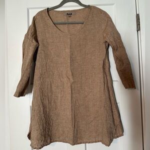 Flax Tan Linen Tunic Top